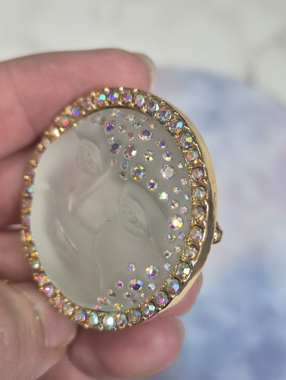Kirks Folky Moon Face Crystal Brooch - Picture 3 of 6